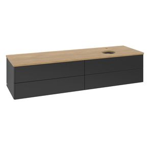 Wastafelonderkast Antao 1600x360x500mm Black Matt Lacquer K27051PD