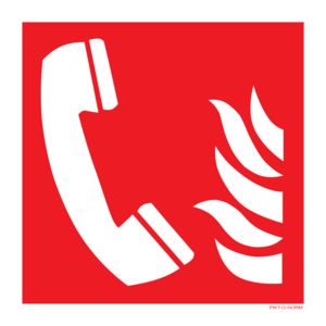 BORD PICTO TELEFOON MET VLAM 200x200 FOND ROOD/AFB. WIT (809-332229)