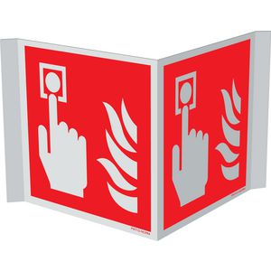 Bord panor.handmelder met vlam 150x300 fond rood/afb. wit (809-332463)