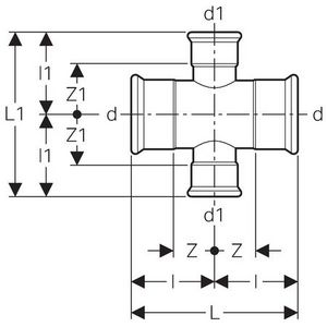 Kruiskoppeling MAPRESS C-STAAL 108x35x108x35mm