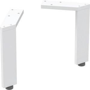 Set Steunpoten Smal 2 Stk H185mm Wit/Poedergelakt Mat
