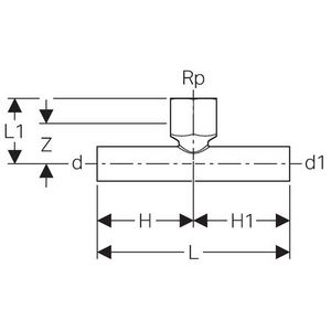 Tussenstuk MAPRESS C-STAAL 22x1/2"bn.x22mm spie x bn. x spie
