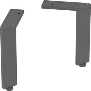Set Steunpoten Smal 2 Stk H185mm Zwart/Poedergelakt Mat
