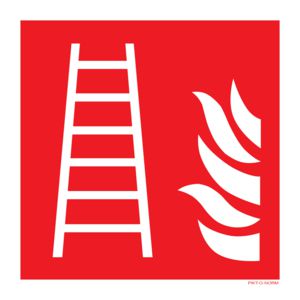 BORD PICTO LADDER MET VLAMMEN 200x200 FOND ROOD/AFB. WIT (809-332228)