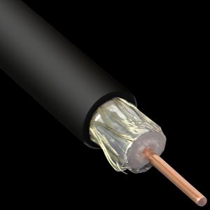 Haspel a 1000m. Coaxiaalkabel 75ohm met PE-buitenmant. Zwart