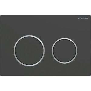 Bedieningsplaat 2-toets Omega20 ROUND matzwart/chroom/matzwart