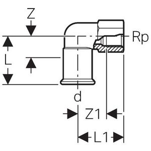 Schroefbus haaks (knie) MAPRESS C-STAAL 22x1/2"bn.