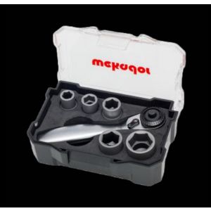 bitbox / doppenset 6-delig doppen (1X SW6, 1X SW7, 1 X SW8, 1 X SW10, 1X SW13) + miniratel 1/4"