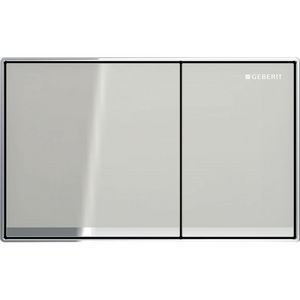 Bedieningsplaat 2-toets Omega60 SQUARE toetsen: zandgrijs glas strook: chroom