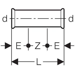 Schuifperssok/ reparatiekoppeling MAPRESS KOPER GAS 22x22mm