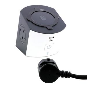 Inductie + USB-A + C 2x2P + A 2m. wit-donkergrijs