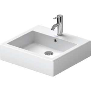 VERO #045250 opzetwastafel 500mm wit met kraangat met overloop geslepen onderzijde