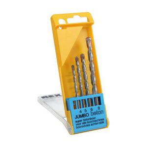 Jumbo betonborenset 4-delg.in casette (1x 4x85mm 1x 5x95mm 1x 6x100mm 1x 8x120mm)