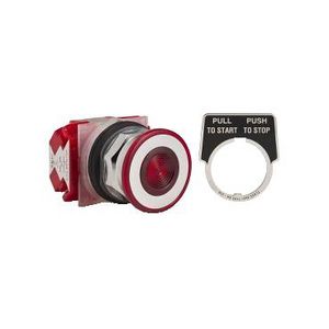 Drukknop 30mm + vuistslagkop 41mm 2 standen Rood 9001K