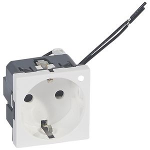 Wandcontactdoos + LED 1voudig kv 2 modulen wit Mosaic