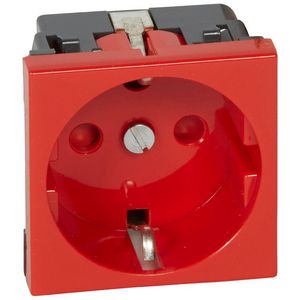 Wandcontactdoos + posp. 1voudig kv 2 modulen rood Mosaic