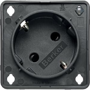 Wandcontactdoos 45° controle-led SCHUKO SNAP IN antraciet