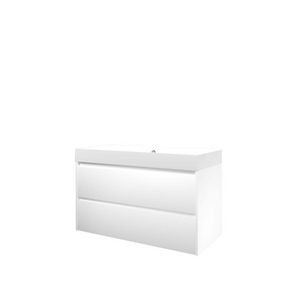 Set Proline polystone Loft wastafel mat wit zonder kraangat onderkast symmetrisch mat wit 100x46cm
