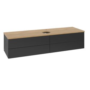 Wastafelonderkast Antao 1600x360x500mm Black Matt Lacquer L25051PD