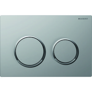 Bedieningsplaat 2-toets Omega20 ROUND plaat+toetsen: chroom mat ring:chroom EasytToClean