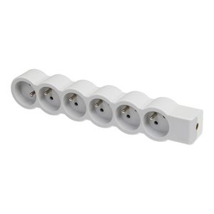 Contactdoos standaard 6xPA z.snoer wit-grijs VVE=10