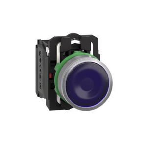 blue flush illum pushbutton with integRALLED 230V cp grey
