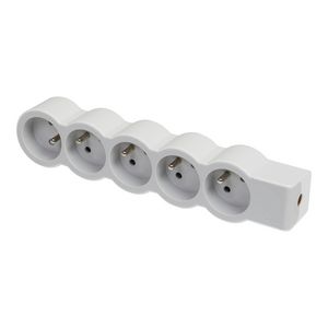 Contactdoos standaard 5xPA z.snoer wit-grijs VVE=10