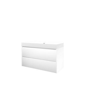 Set Proline polystone Loft wastafel mat wit met 1 kraangat onderkast symmetrisch mat wit 100x46cm