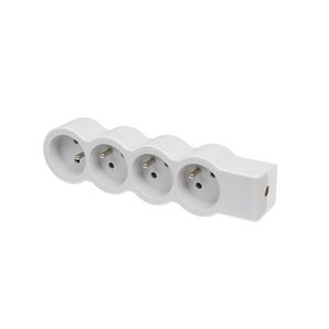 Contactdoos standaard 4xPA z.snoer wit-grijs VVE=10