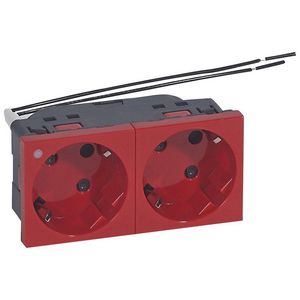 Wandcontactdoos + posp + LED 2v kv 45gr.rood Mosaic
