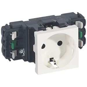 Wandcontactdoos 1voudig kv zijsteek 2 modulen wit Mosaic