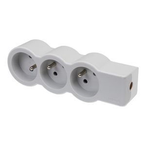 Contactdoos standaard 3xPA z.snoer wit-grijs VVE=10