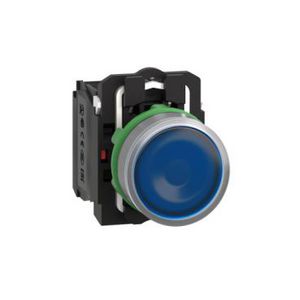 blue flush illum pushbutton with integRALLED 120V cp grey