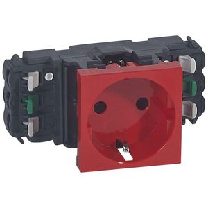Wandcontactdoos 1voudig kv zijsteek 2 modulen rood Mosaic