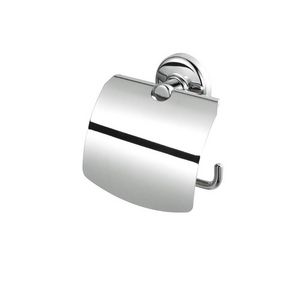 Closetrolhouder chroom met klep en ronde rozet HOTEL