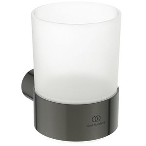 bekerhouder m beker van gesat. glas rond magnetic grey (grijs) T4505