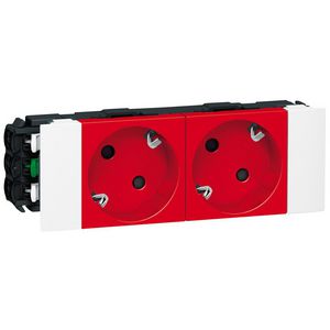 Wandcontactdoos + posp.2v kv zijst.4m rood Mosaic