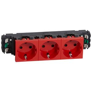 Wandcontactdoos + posp.3voudig kv zijst.6m rood Mosaic