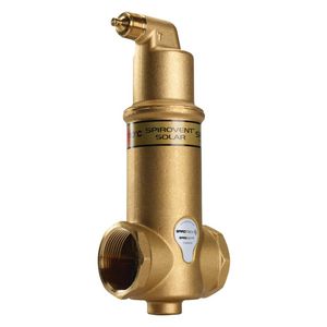 Luchtafscheider messing Spirovent Solar 1.1/2"bn.dr. horizontaal AutoClose hoge temp. 180°C.