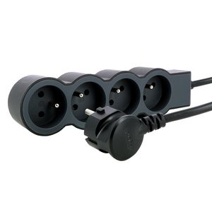 Contactdoos standaard 4xPA met 3m. zwart VVE=10