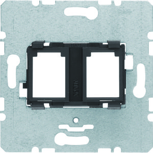Draagplaat modulaire jacks 2-v zwarte houder (15,5 x 19,5 mm