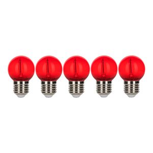 Doos a 5st. LED-lamp EcoPack Party FIL G45 E27 0.6W rood PC