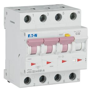 Aardlekautomaat (RCBO) mRB4, C-kar., 32A, 100mA, 4P incl. N, 4.5 kA Eaton