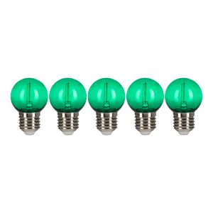 Doos a 5st. LED-lamp EcoPack Party FIL G45 E27 0.6W Groen PC