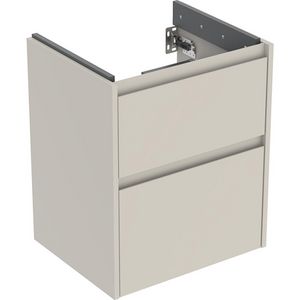onderkast voor wastafel 2x la 50.4x60.6x40.5cm Breedte wastafel=55cm zandgrijs / gelakt zijdemat