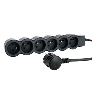 Contactdoos standaard 6xPA met 1,5m. zwart VVE=10