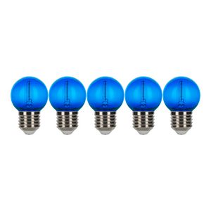 Doos a 5st. LED-lamp EcoPack Party FIL G45 E27 0.6W blauw PC