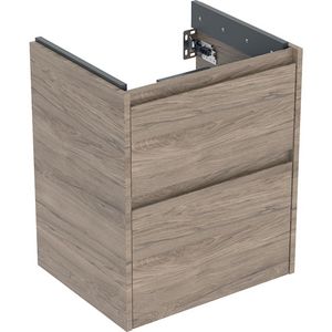 onderkast voor wastafel 2x la 50.4x60.6x40.5cm Breedte wastafel=55cm walnoot hickory / Melamine houtstructuur