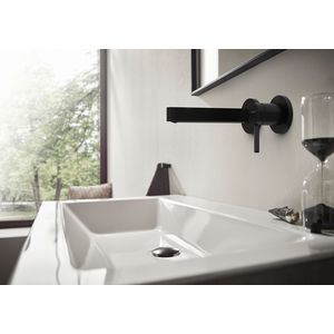 Afbouwdeel Finoris 2-gats wandmengkraan mat zwart sprong 169mm incl. push-open plug 1.1/4"