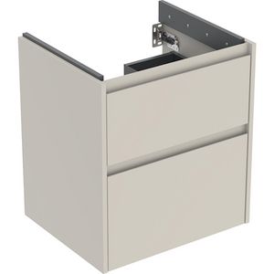 onderkast voor wastafel 2x la 54.6x60.6x44.6cm Breedte wastafel=60cm zandgrijs / gelakt zijdemat